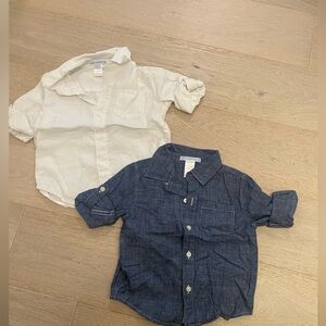 Janie and Jack Kids Cotton Denim and White Linen Button-Up Shirts Size 12 - 18 M